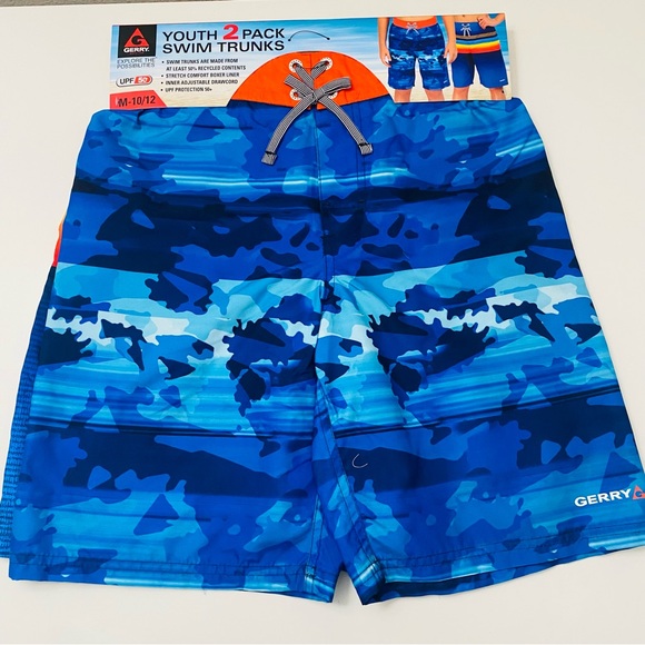 Gerry Boys Youth 2-pack UPF 50+ Swim Trunks Sizes S-7/8, M-10/12, NWT. - Picture 2 of 6